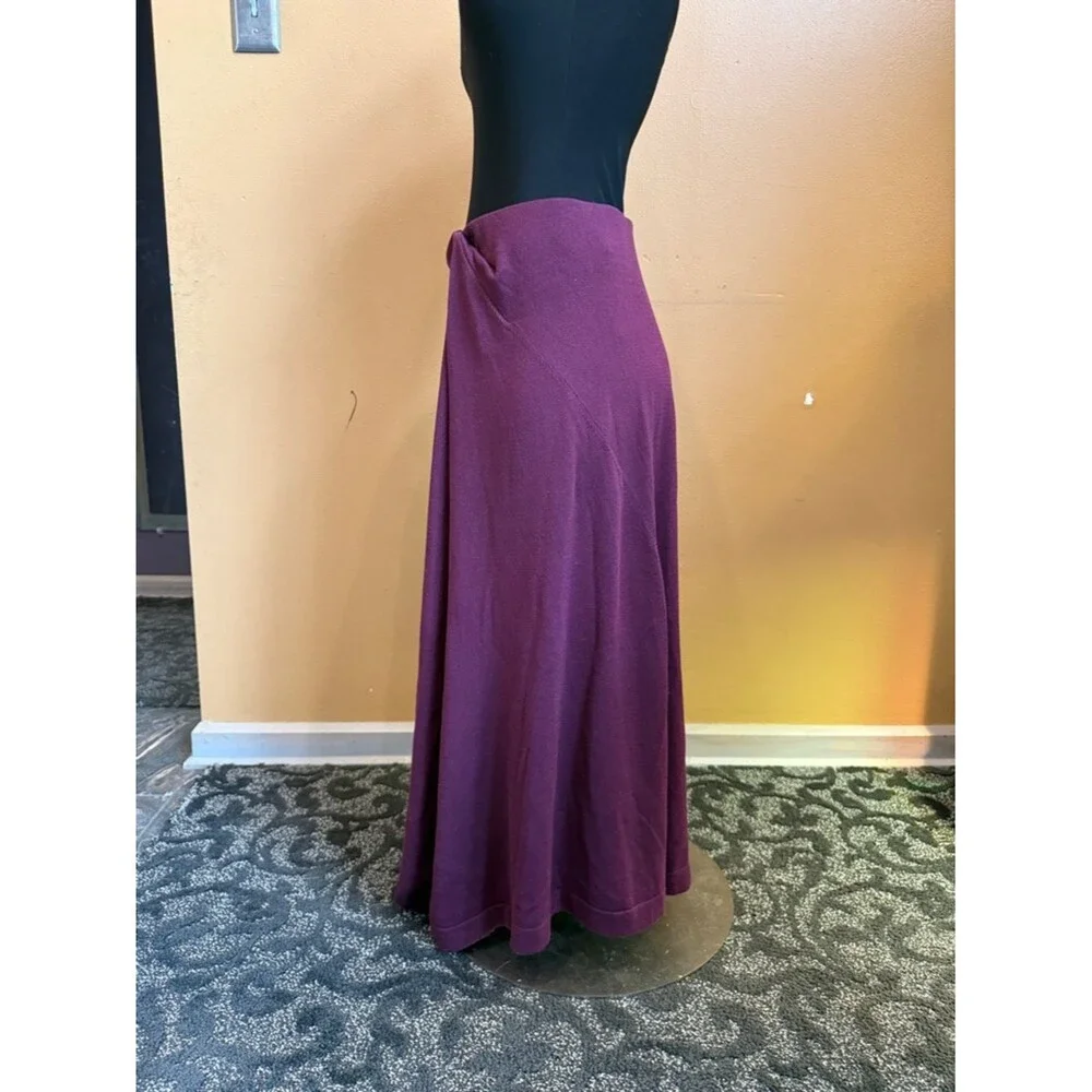 LAFAYETTE 148 NEW YORK Cotton-Silk Knit Asymmetrical Draped A-Line Midi Skirt